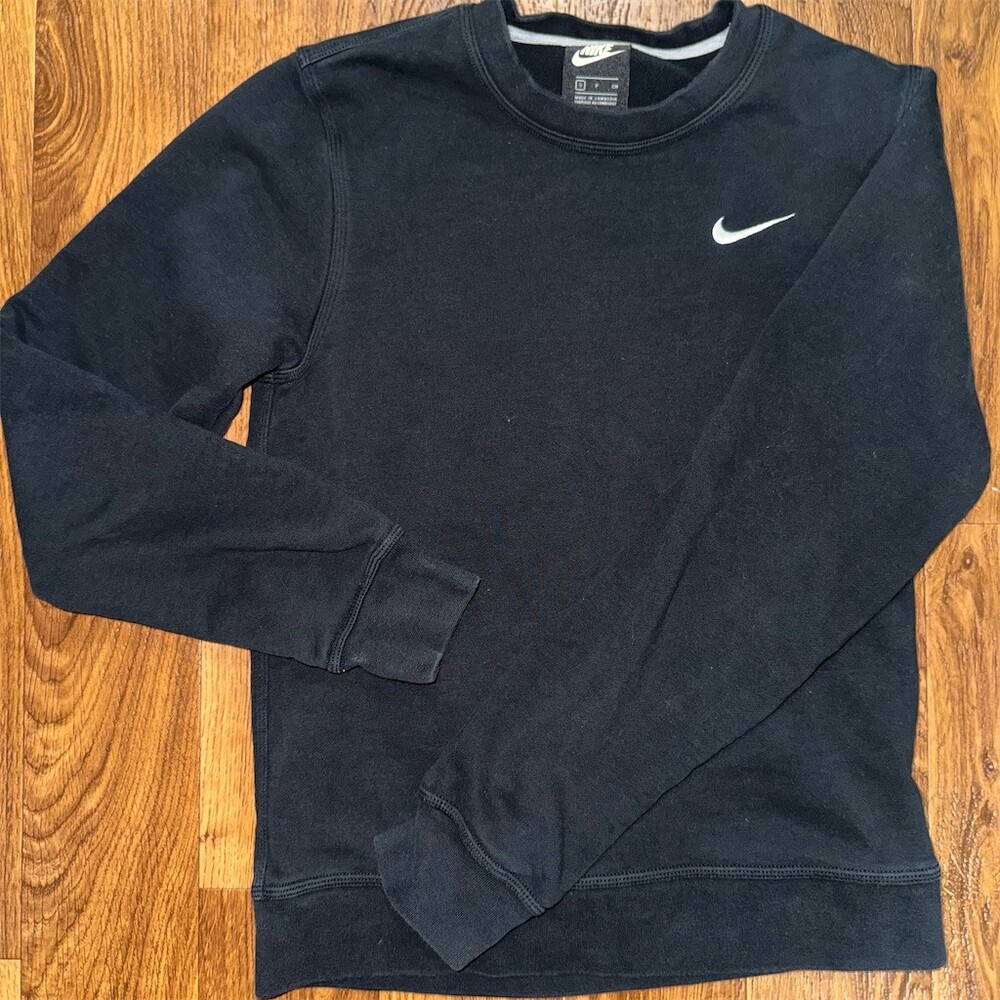 Nike Club Fleece Crewneck Pullover Sweatshirt Mens Size S Black Mini